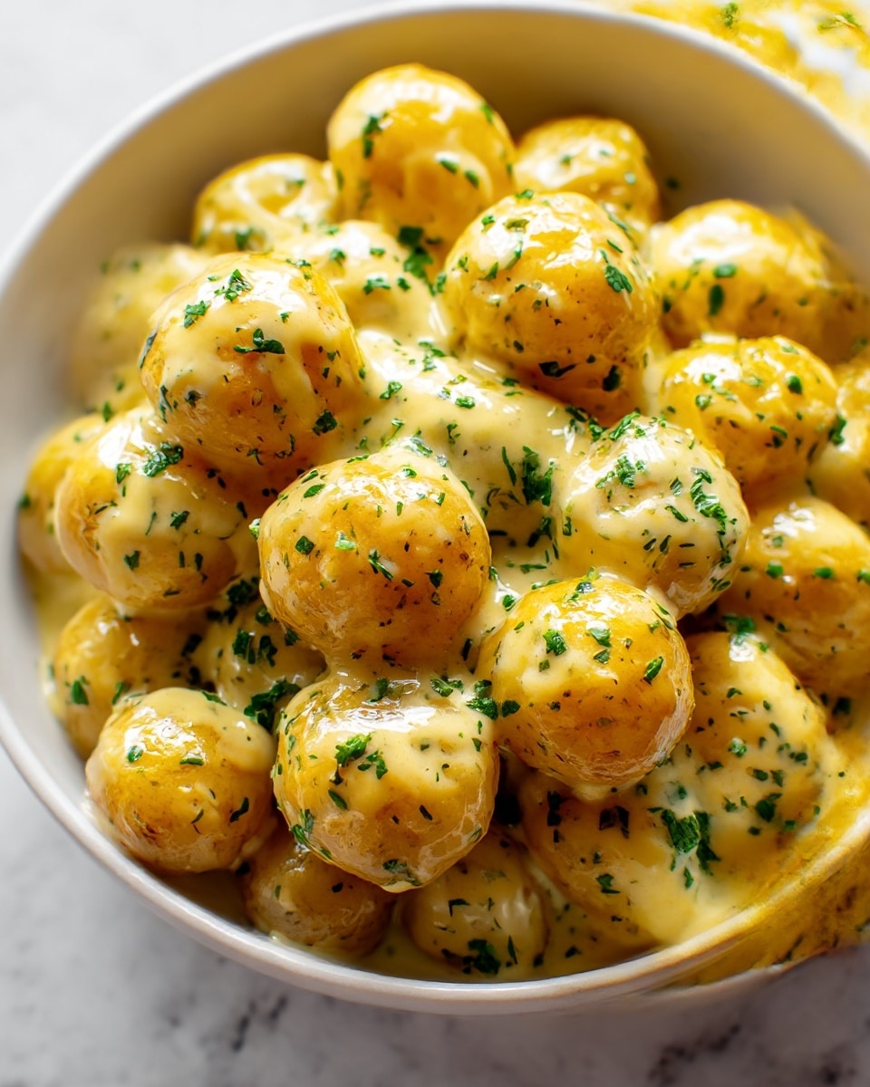 Creamy Garlic Sauce Baby Potatoes Recipe - Recipe Image