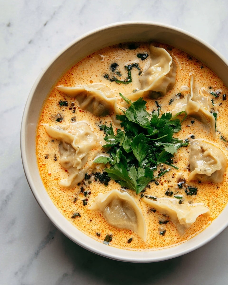 Creamy Red Curry Soup with Dumplings & Greens Recipe